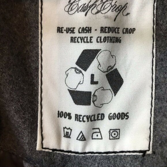 Vintage Recycled Women L Wool Blend Peacoat With Wood Buttons & Satin Lining - Picture 5 of 7